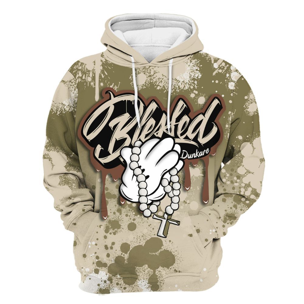 Hoodie To Match Sail Neutral Olive 6s - God Blessed Ink Drip All Over Print