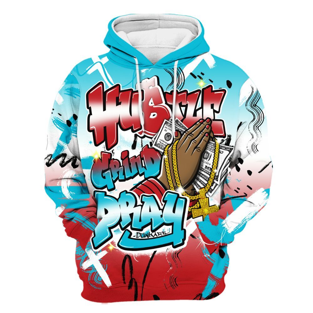Hoodie To Match Dunk Low Fruity Pebbles - Money Hustle Grind Pray All Over Print