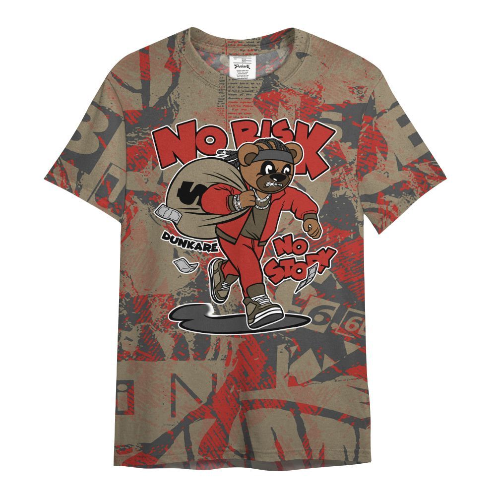 Shirt To Match Olive 9s - Certain Bear Abstract Graffiti All Over Print