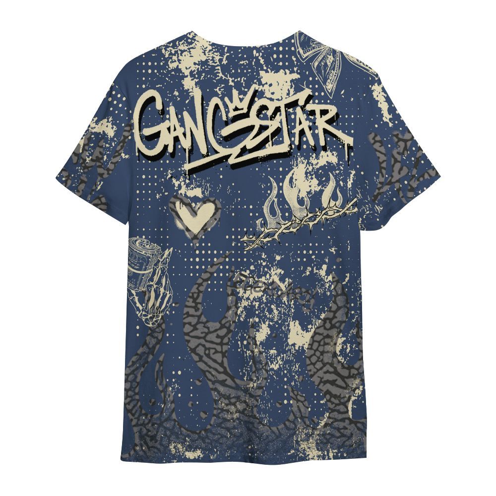 Shirt To Match Diffused Blue 3s - Lucky Money Paid In Full Graffiti All Over Print