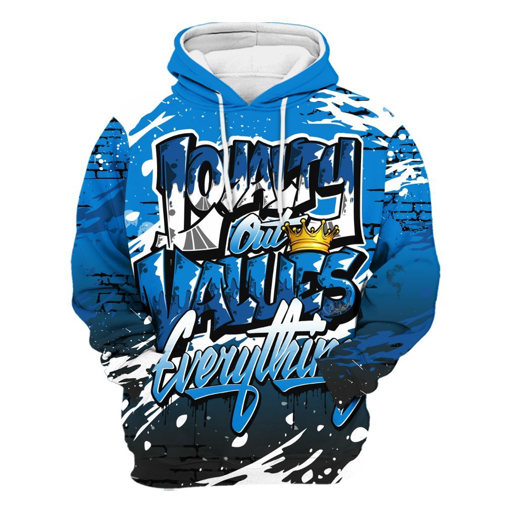 Hoodie To Match High OG FragmentxULA White Black 1s - Values Of Loyalty Drip All Over Print