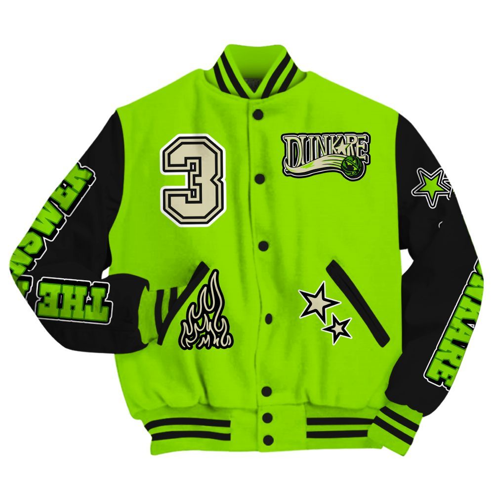Varsity Jacket To Match Electric Green 6s - Allen Answer Skeleton All Over Print