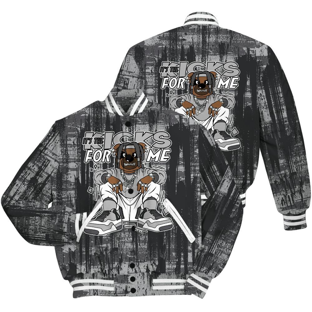 Varsity Jacket To Match White Thunder 4s Shirt - Sneakers Bear Glitch Art All Over Print