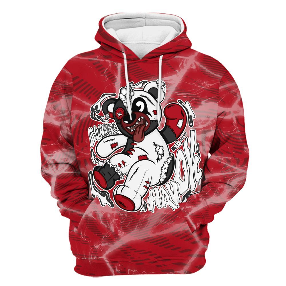 Hoodie To Match Bred Velvet 11s - Havok Bear All Over Print
