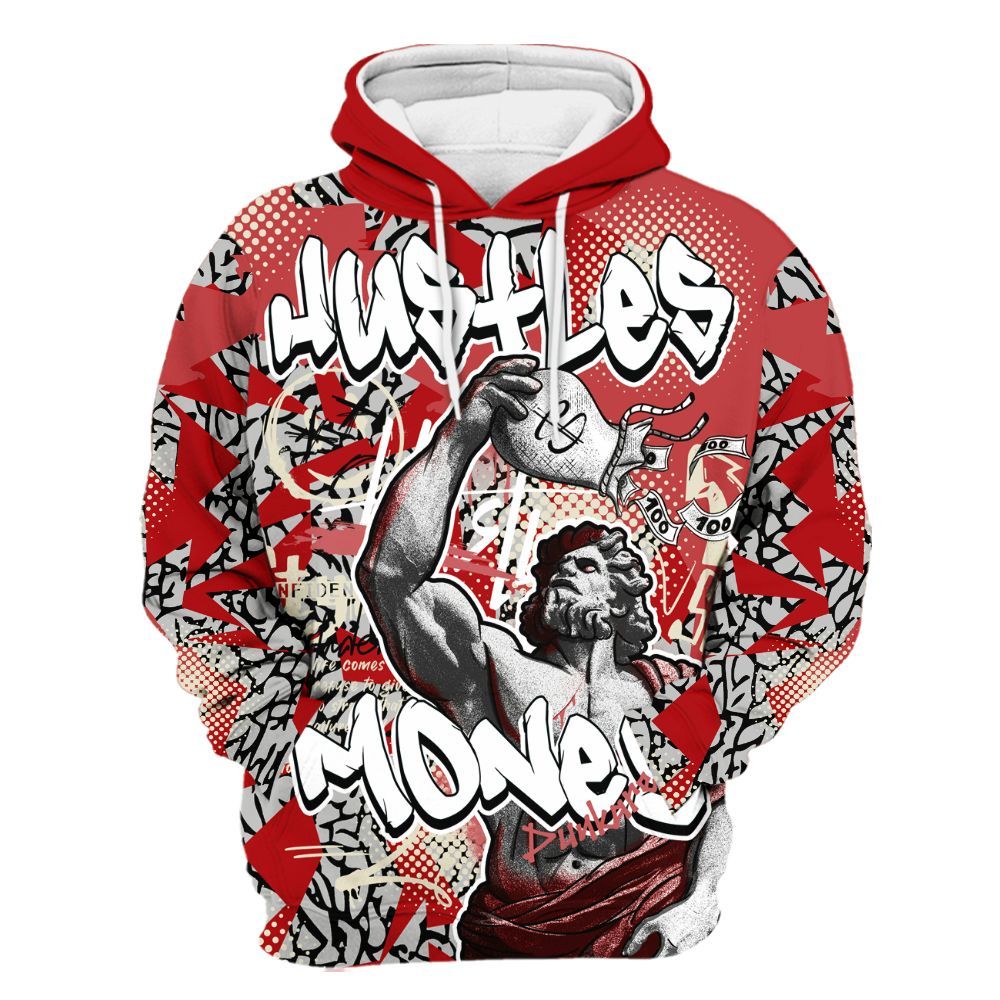 Hoodie To Match Cement Grey 3s - Huslte Money Retro All Over Print
