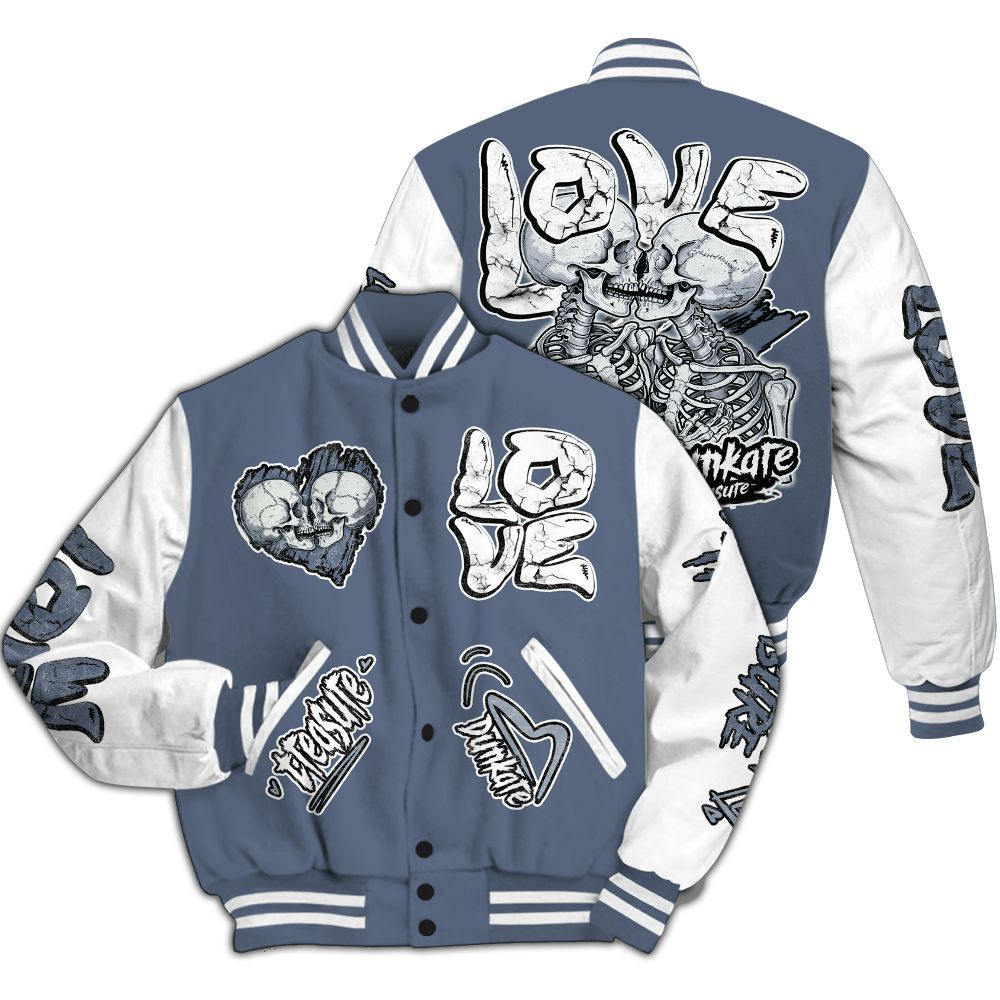 Varsity Jacket To Match Low Diffused Blue 11s - Skull Bear All Over Print