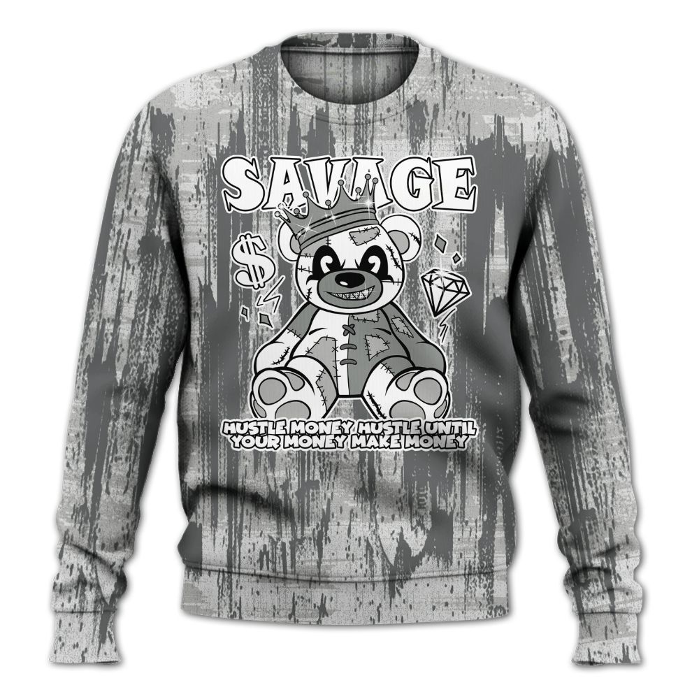 Sweatshirt To Match Retro Wet Cement 4s - Savages Bear Glitch Art All Over Print