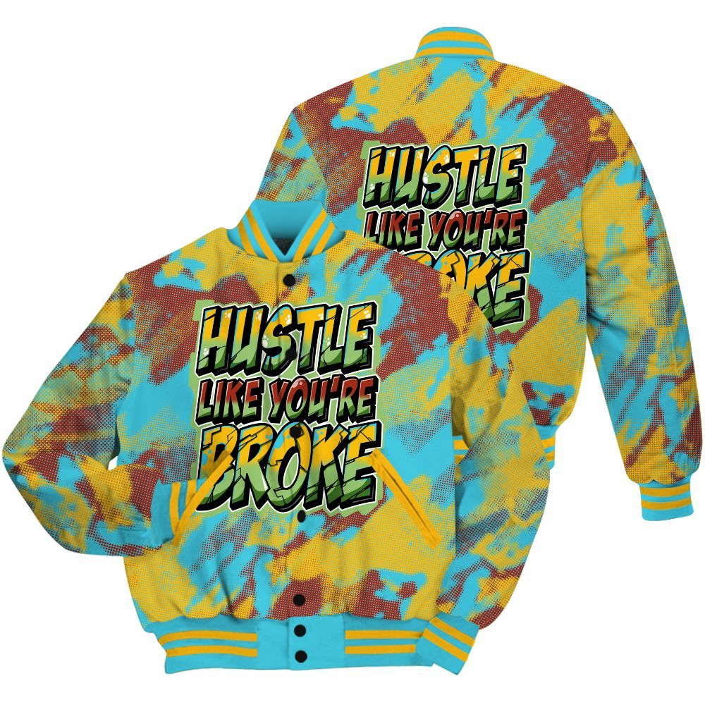 Varsity Jacket To Match SB Dunk Di'Orr Greenwood Shirt - Hustles Like Broke Abstract All Over Print