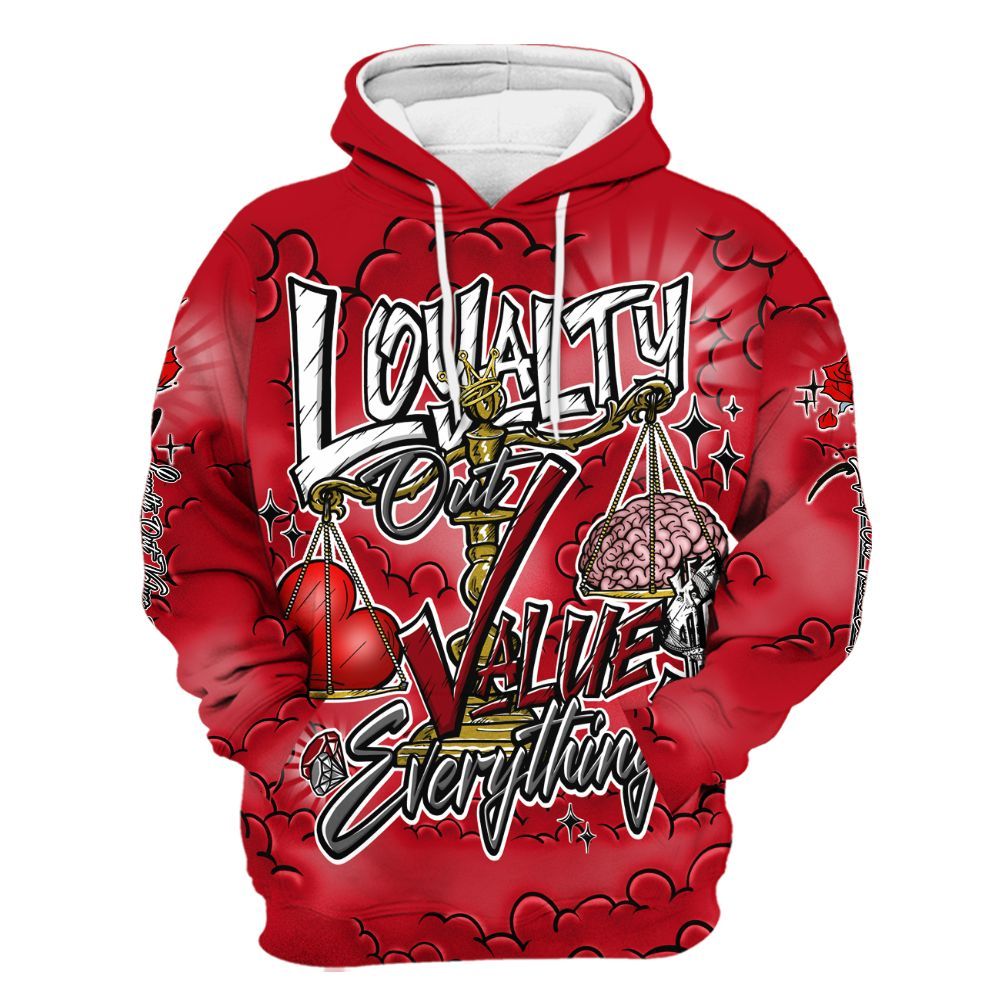 Hoodie To Match Bred Velvet 11s - Loyalty Wins Everything All Over Print