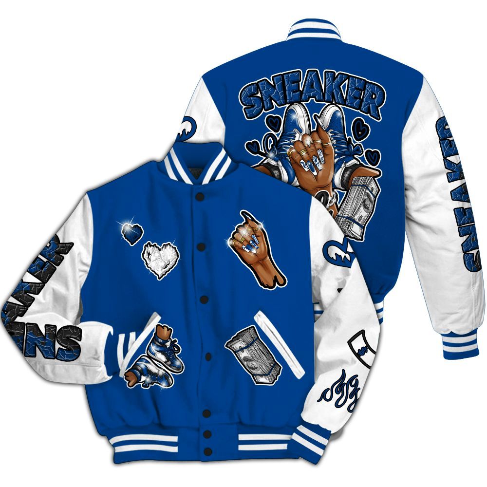 Varsity Jacket To Match Low 85 Royal 1s - Sneakerz Girlz All Over Print
