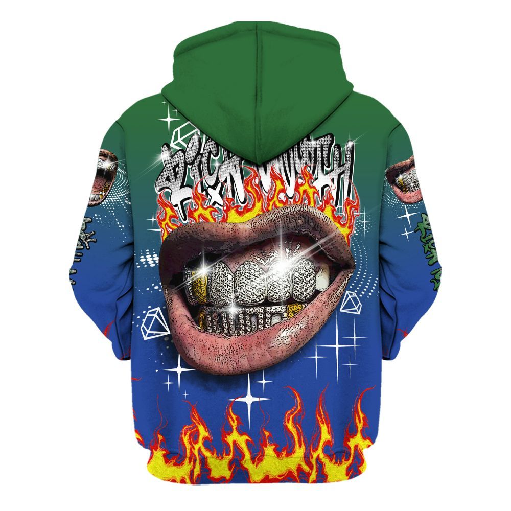Hoodie To Match Dunk Low Tennis Classic - Rich Mouth Fire Rap Retro 90s All Over Print