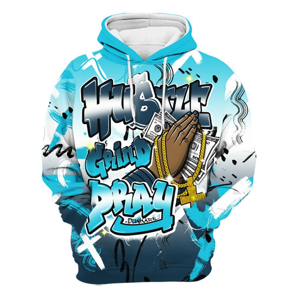 Hoodie To Match Air Navy Baltic Blue - Money Hustle Grind Pray All Over Print