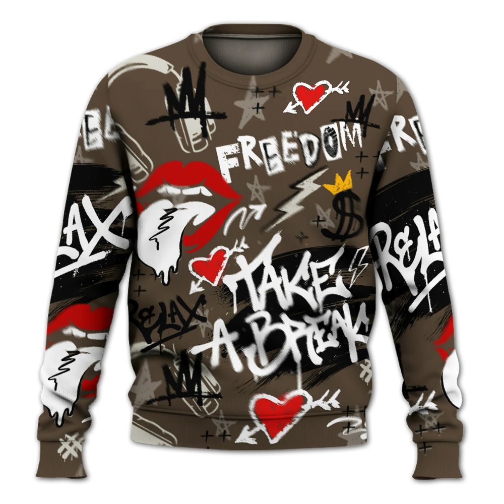 Sweatshirt To Match Palomino 1s - Take Break Freedom Graffiti Streetwear All Over Print