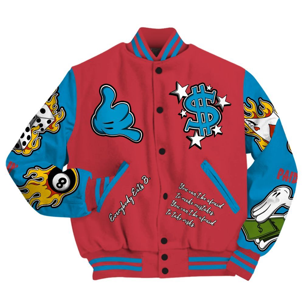 Varsity Jacket To Match High OG University Red Dark Powder Blue 1s Shirt, Funny Everybody Paid In Full Graphic All Over Print