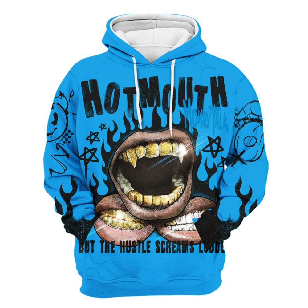 Hoodie To Match Black University Blue 2022 13s - Mouth Burning Street Style All Over Print