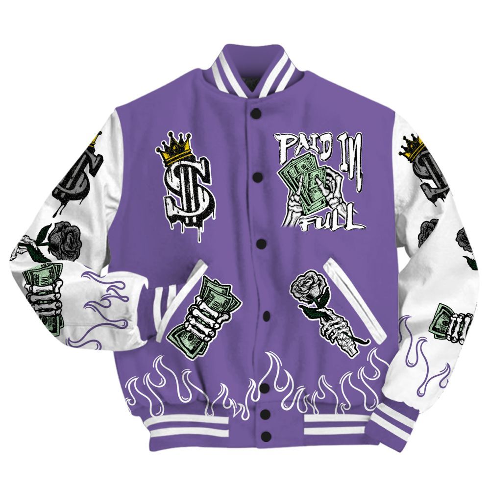 Varsity Jacket To Match Dunk Low Black Raspberry - Fire Everybody Paid In All Over Print