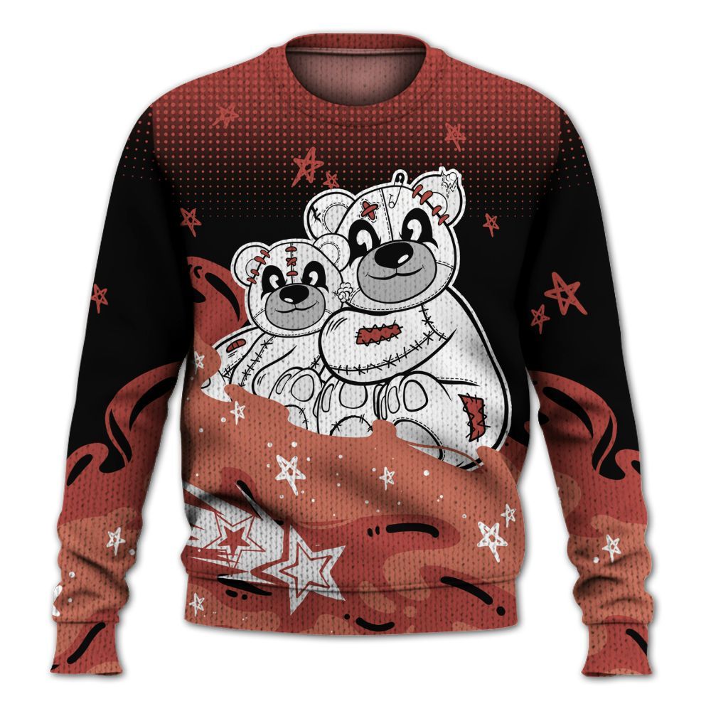 Knitted Sweater To Match Dune Red 13s - Sincere Fondness Bear Stars