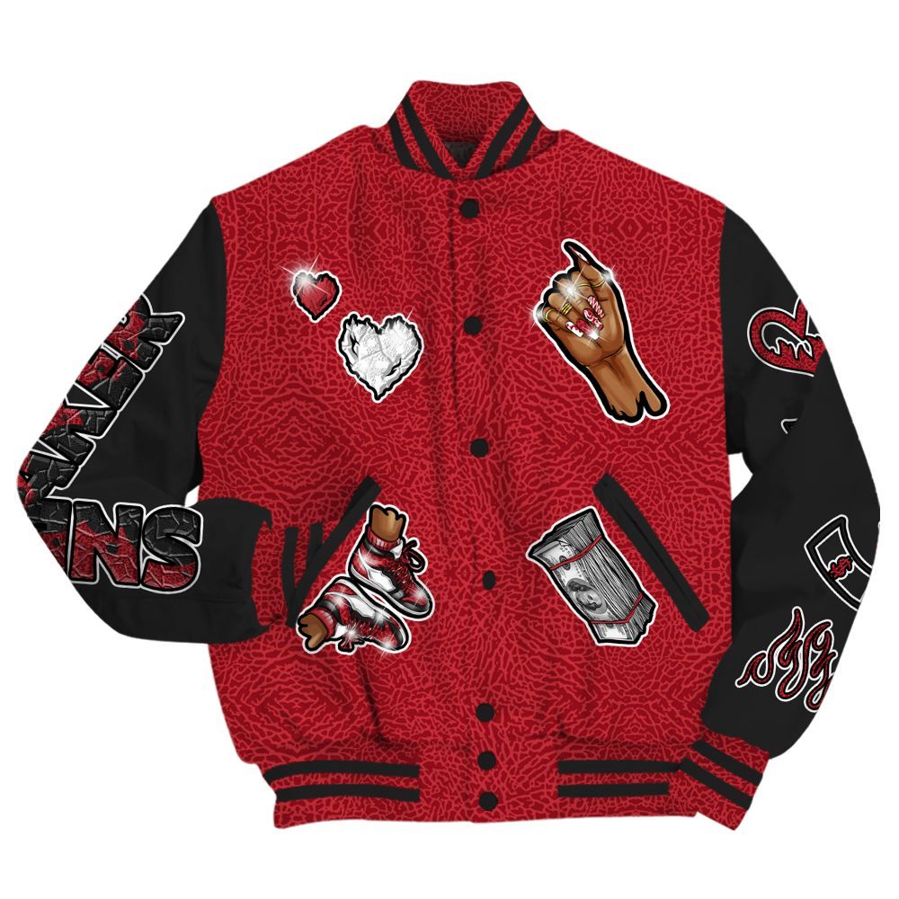 Varsity Jacket To Match High OG Varsity Red 1s - Sneakerz Girlz All Over Print