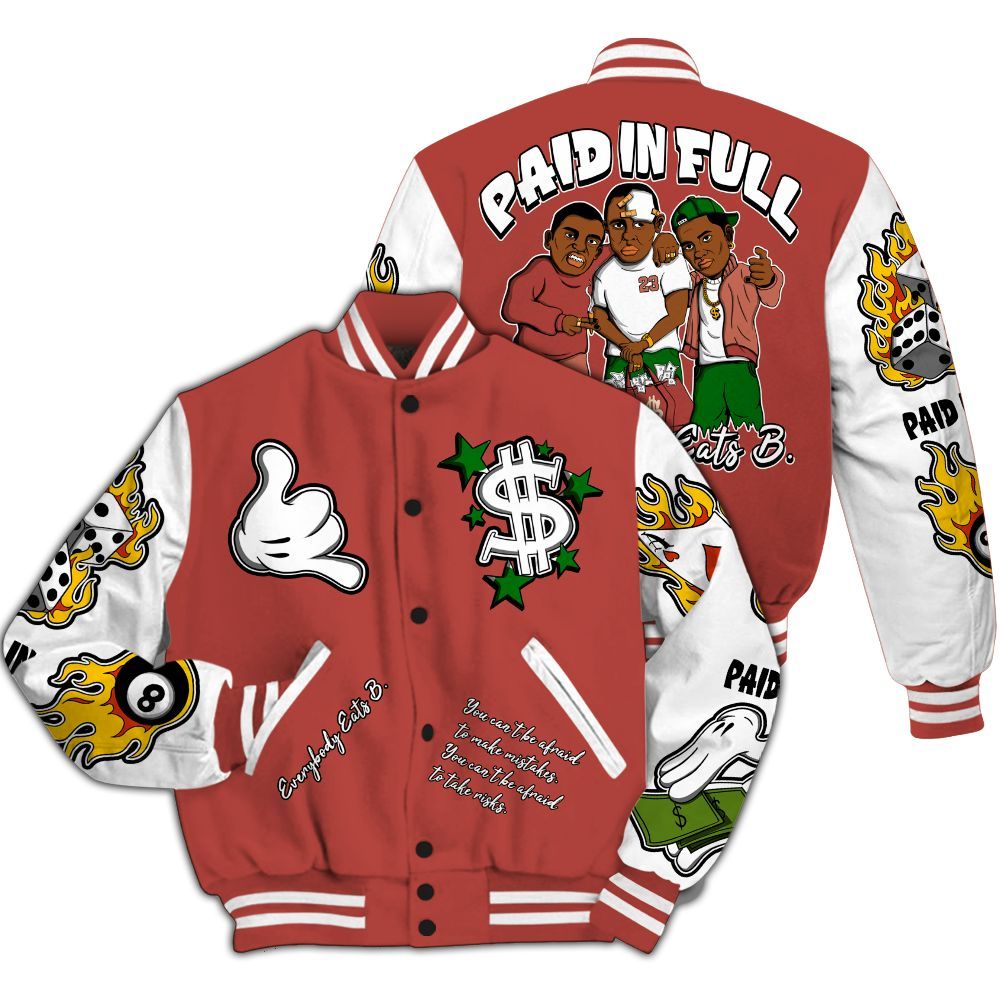 Varsity Jacket To Match Dune Red 13s - Everybody Paid In Full Graphic All Over Print