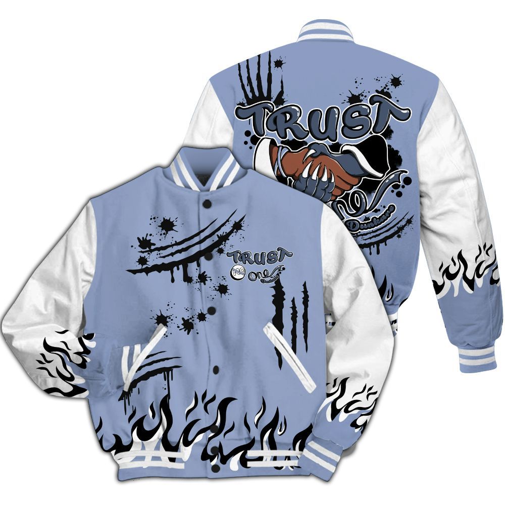 Varsity Jacket To Match Retro Blue Grey 13s - Graphic Trust No One All Over Print