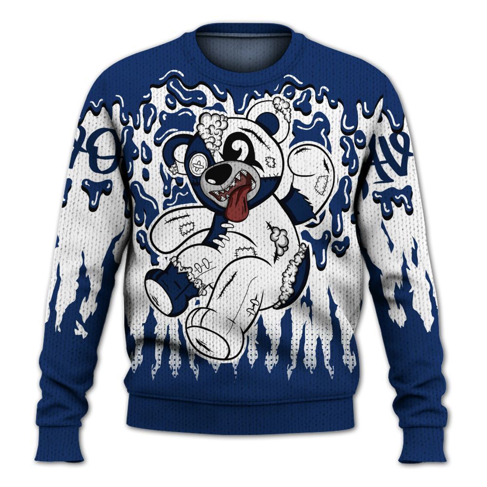 Knitted Sweater To Match High OG Deep Royal Blue 1s - Havok Bear Dripping