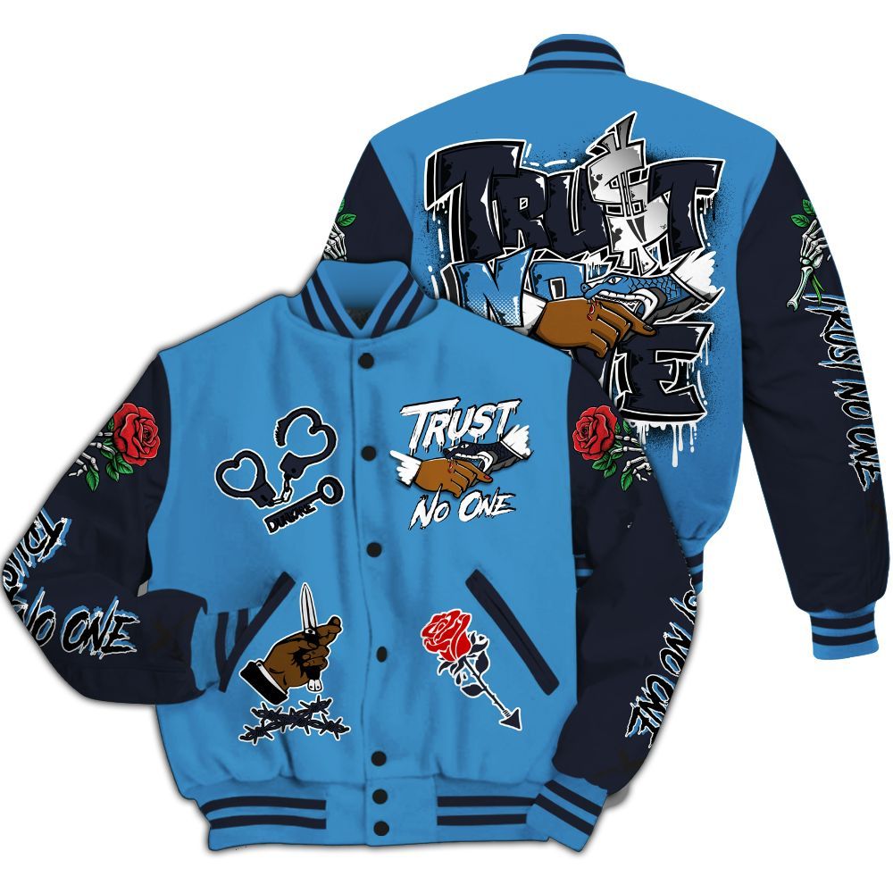 Varsity Jacket To Match Low OG Obsidian 1s - Trust No One Dripping All Over Print