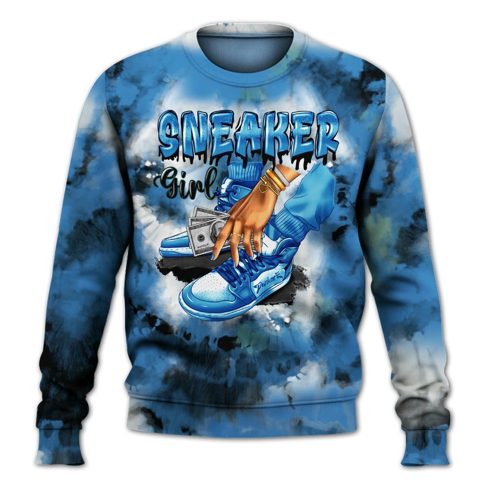 Sweatshirt To Match Low Carolina 17s - SNEAKER Girl Money Drip Tie Dye All Over Print