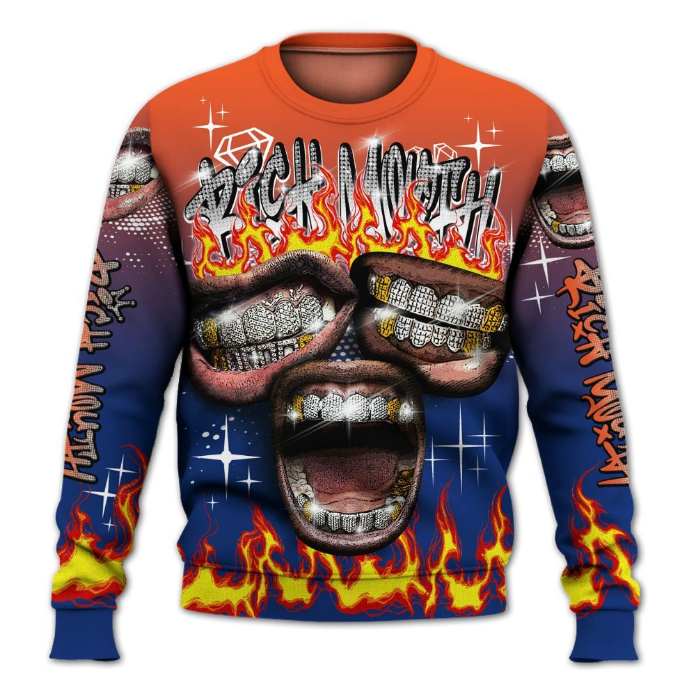 Sweatshirt To Match Suede GS League - Rich Mouth Fire Rap Retro 90s All Over Print