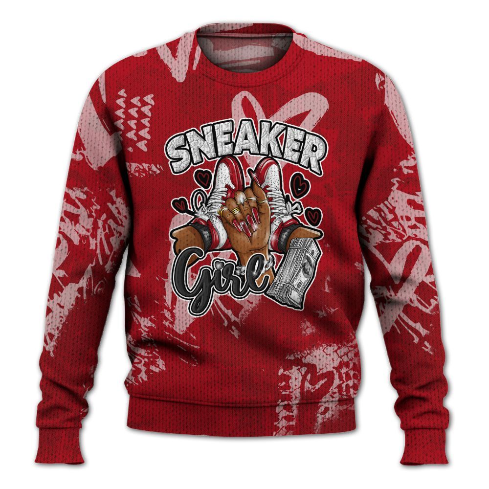 Knitted Sweater To Match Bred Velvet 11s - Sneakerz Girlz Heart Grunge