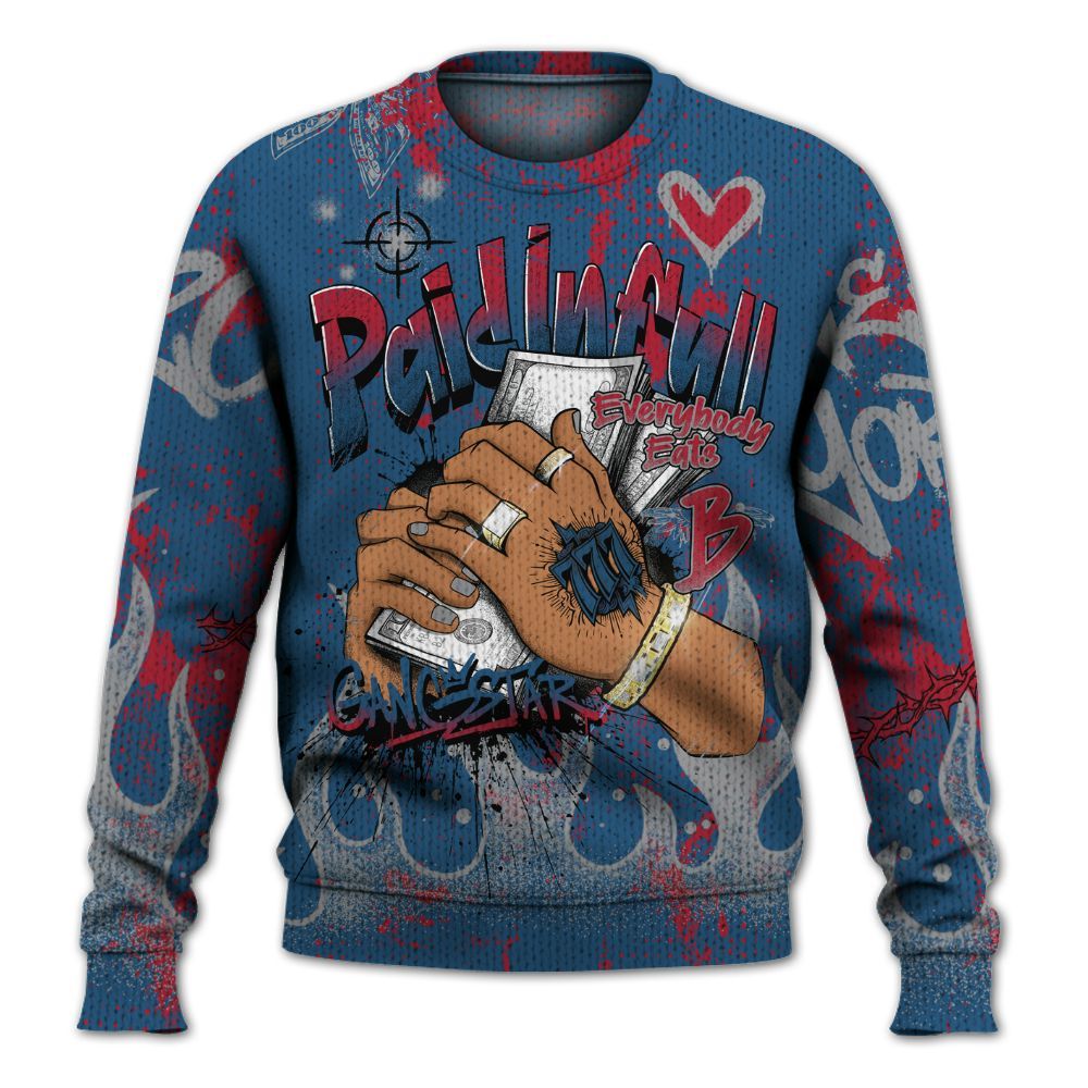 Knitted Sweater To Match Rare Air 3s - Lucky Money Paid In Full Graffiti