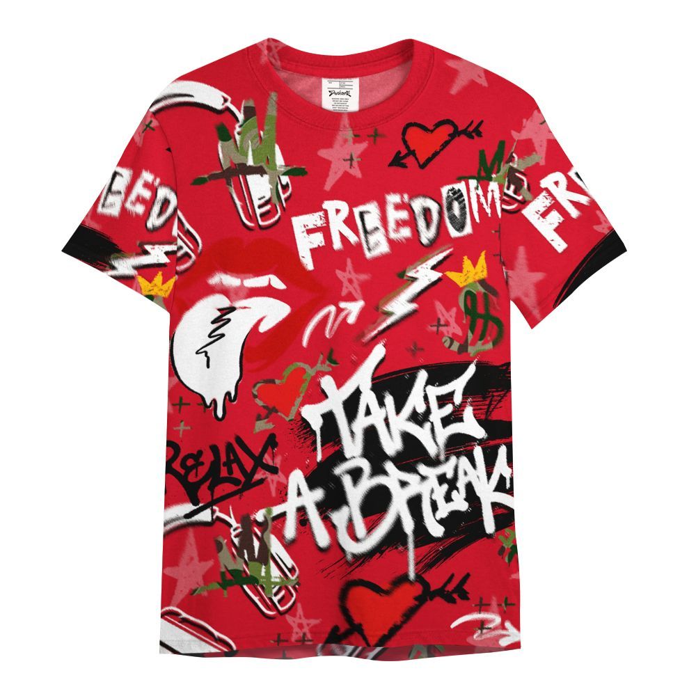 Shirt To Match Air Max 90 Duck Camo Red - Take Break Freedom Graffiti Streetwear All Over Print