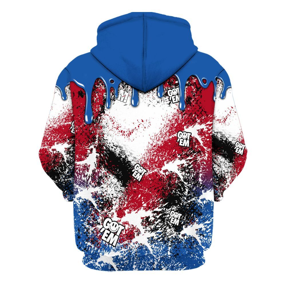 Hoodie To Match Air Griffey Max Black Red Navy Blue 1s - Dripping 23 Drip All Over Print