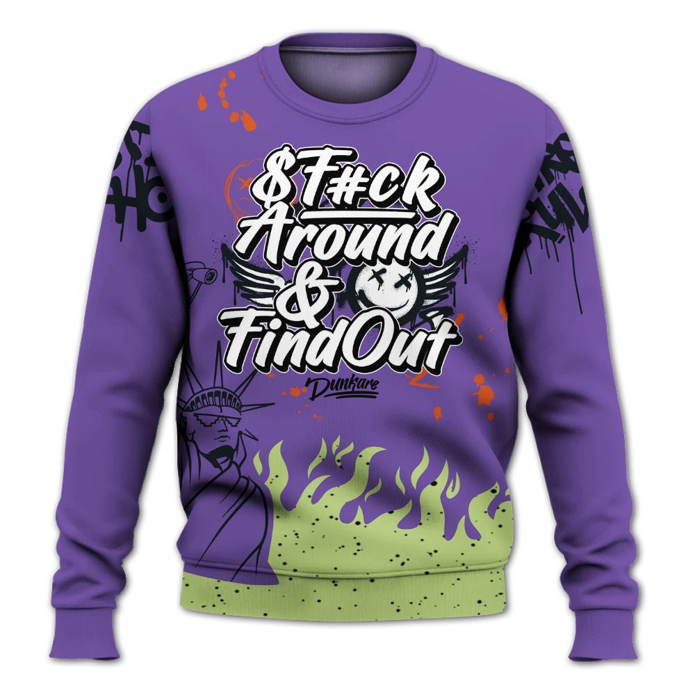Sweatshirt To Match Canyon Purple 4s - Graphic Fck Around Find Out All Over Print