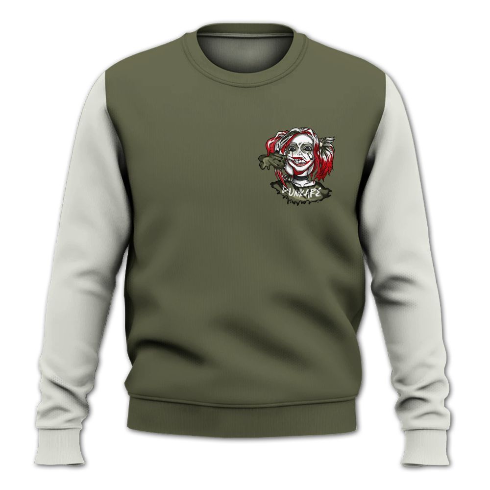 Sweatshirt To Match Low OG Medium Olive 1s - Custom Name Bad Girl HAHA All Over Print