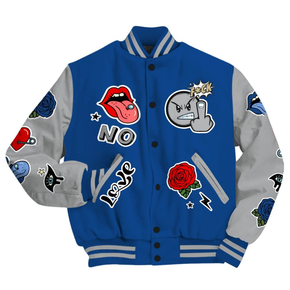 Varsity Jacket To Match Air Ship Royal Blue - FK Around Find Out All Over Print