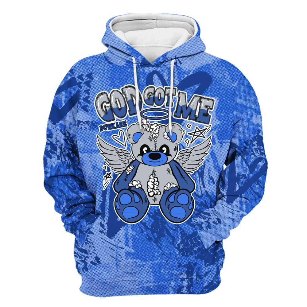Hoodie To Match Air Foamposite One Royal - Gods Guides Me Bear Heart Grunge All Over Print