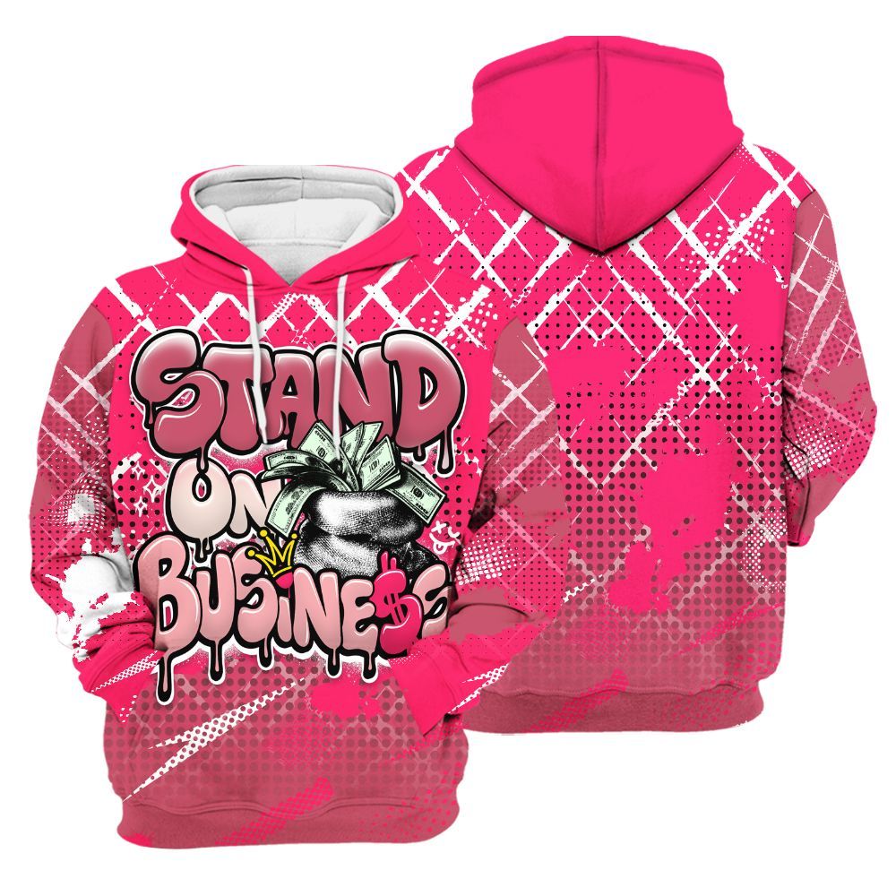 Hoodie To Match A'One Hyper Pink Shirt, Halftone Stand Business Dripping All Over Print