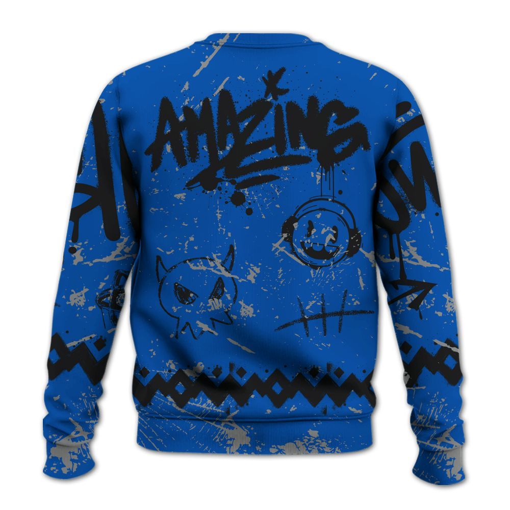 Sweatshirt To Match Racer Blue 5s - Friday Sneaker Crayon All Over Print