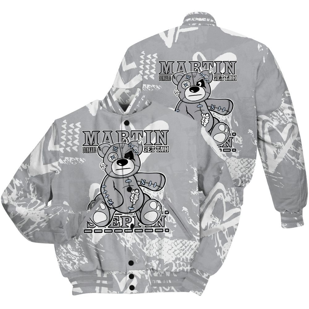 Varsity Jacket To Match Low OG Wolf Grey 1s Shirt - Tah Steppin Bear Heart Grunge All Over Print