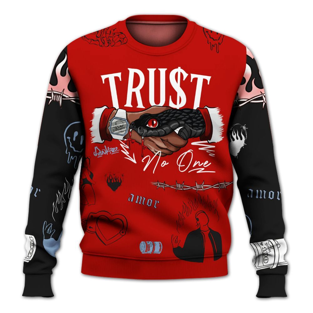 Sweatshirt To Match Retro Fire Red 6s, Snake Trust No One All Over Print