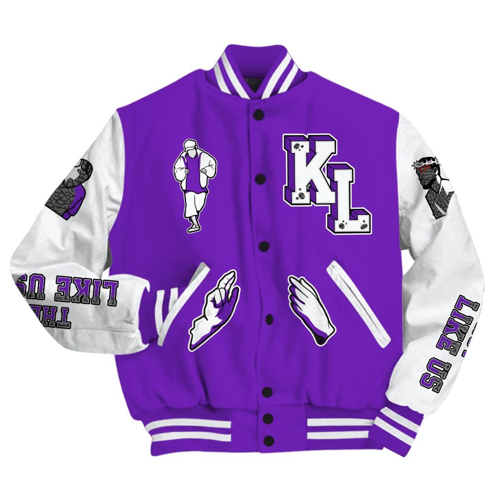 Varsity Jacket To Match Retro Dark Iris 3s - Dislike Us Graphic All Over Print