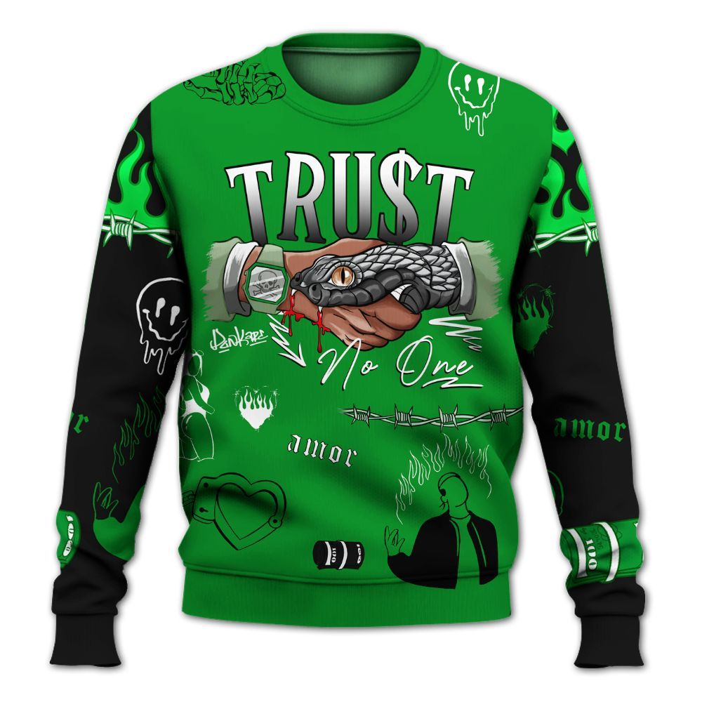 Sweatshirt To Match Green Spark CJ1 T-Rex - Snake Trust No One All Over Print