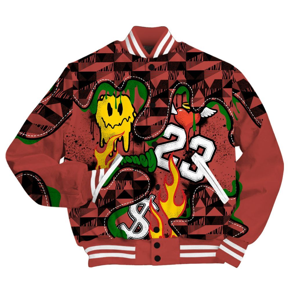 Varsity Jacket To Match Dune Red 13s - 23 Smile Burning Heart All Over Print