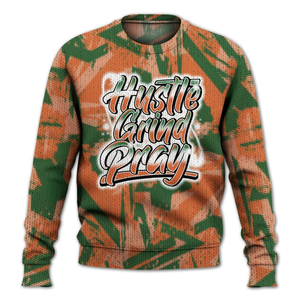 Knitted Sweater To Match Low Miami 5s - Hustles And Prayer Graphic Halftone