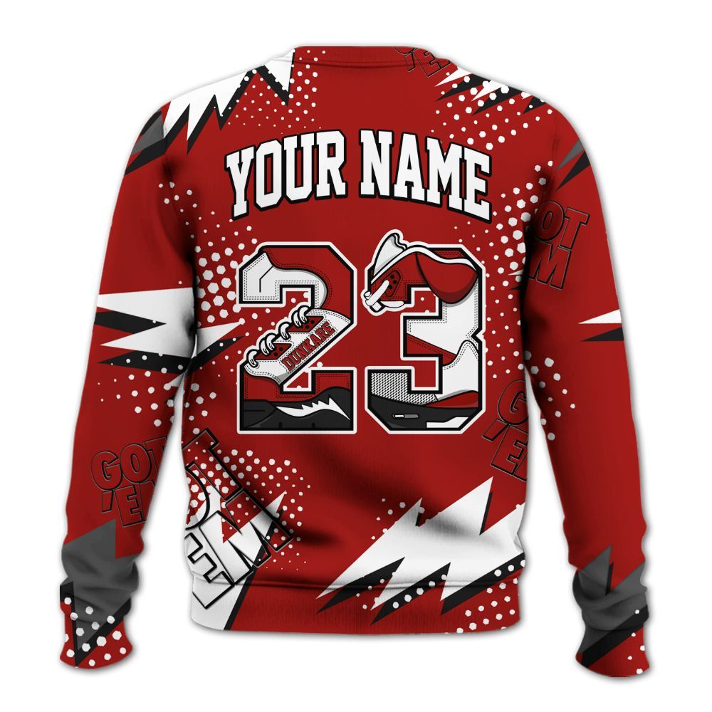 Sweatshirt To Match High OG Varsity Red 1s - Custom Name Number 23 5s All Over Print