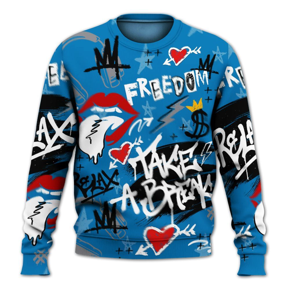 Sweatshirt To Match Wizards 3s - Take Break Freedom Graffiti Streetwear All Over Print