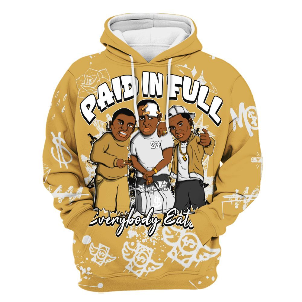 Hoodie To Match Retro Light Ginger 14s - Everybody Paid In Full Crayon All Over Print