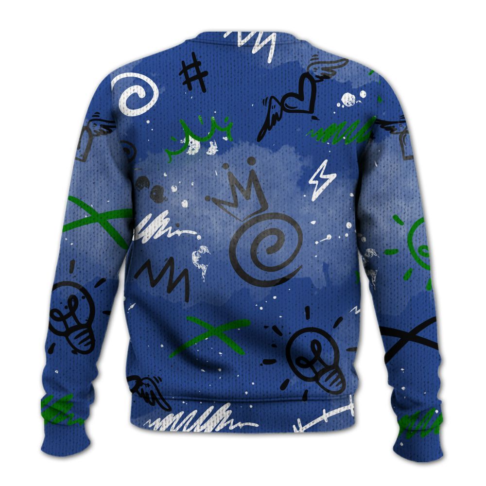 Knitted Sweater To Match Retro Hyper Royal 13s - Drip Been Di2ferent