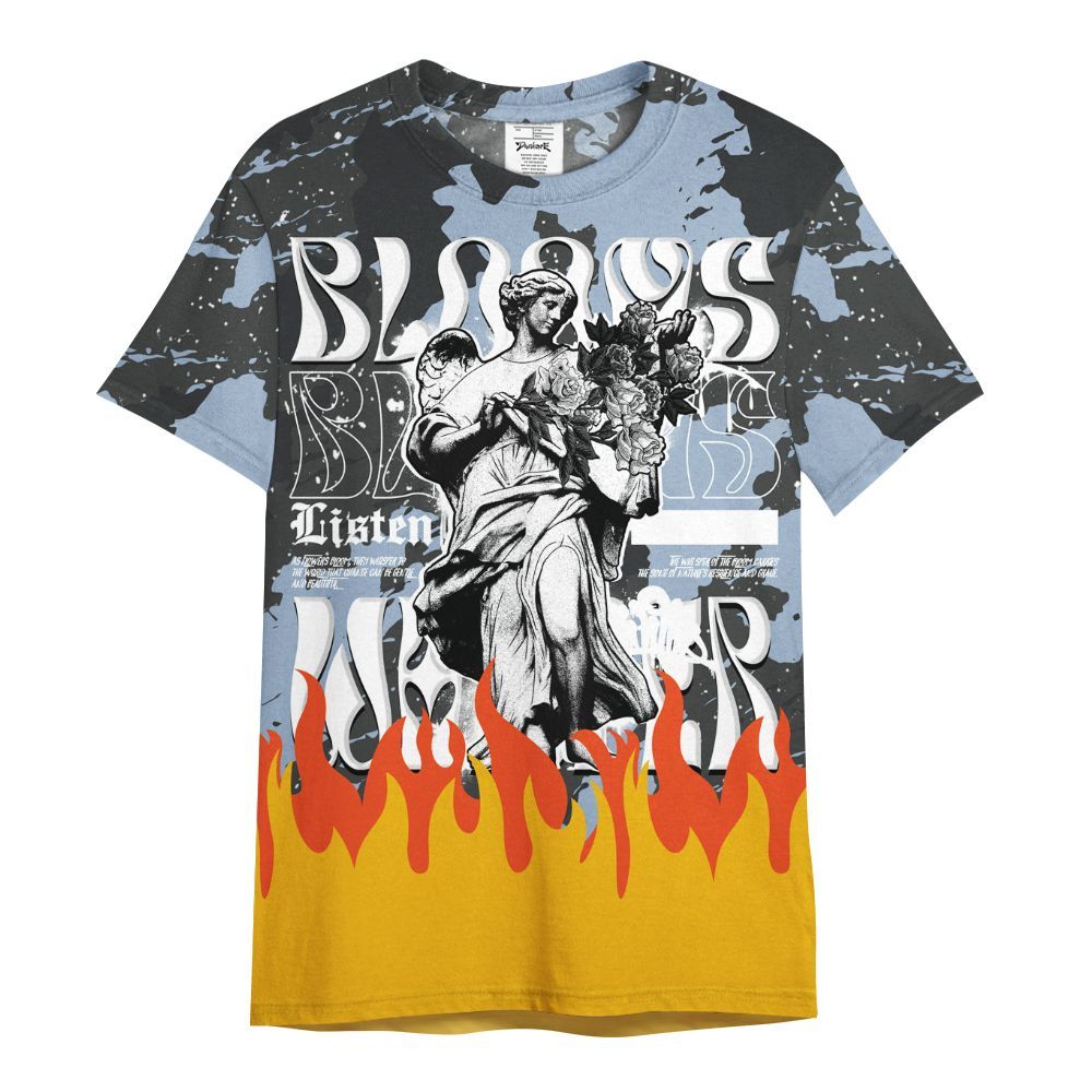 Shirt To Match Reverse Black White 6s - Blooms Whisper Retro All Over Print