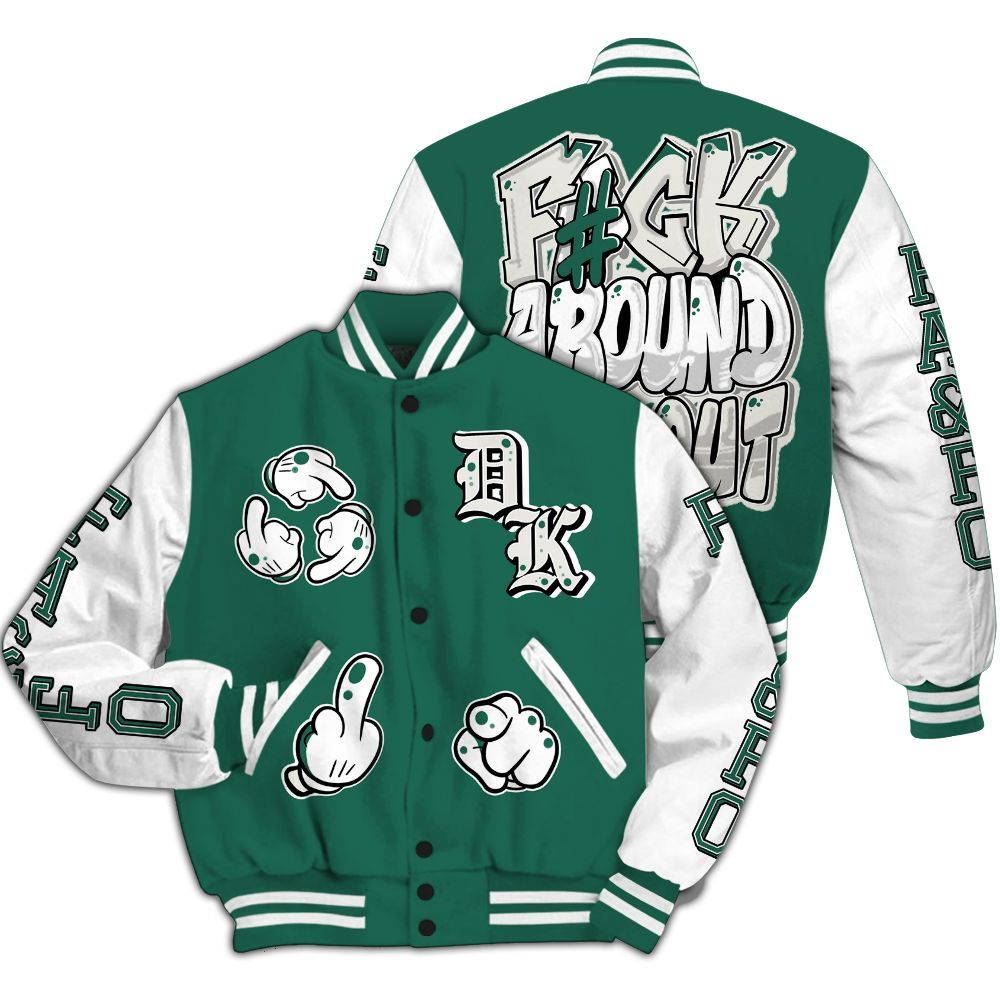 Varsity Jacket To Match Oxidized Green 4s - F Around Find Out Graphic All Over Print